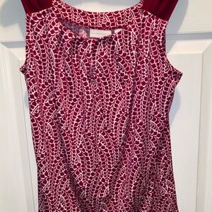 New York & Company, Top,  Red and White Sleeveless Blouse Office Casual